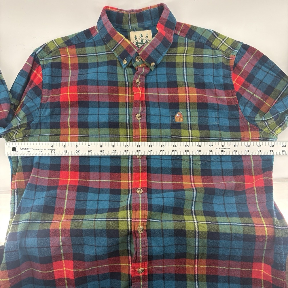 Kiel James Patrick Mens L Cozy Cabin Plaid Flannel Shirt 100% Cotton Embroidered - Picture 3 of 10
